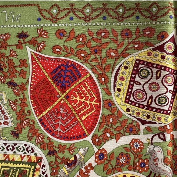HERMÈS -  "L'Arbre de Vie" - Christine Henry, 2011 Vintage Silk Scarf RARE 90cm - Picture 12 of 13